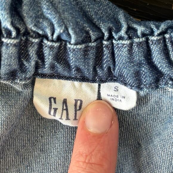 Gap Ruffle Denim One Shoulder Top Size S - Picture 4 of 5